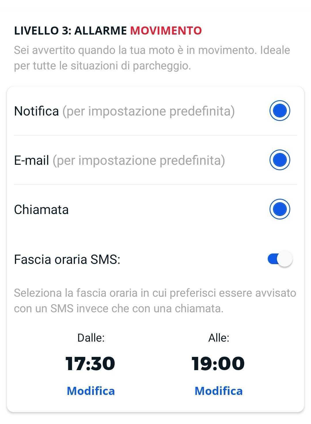 Livello 3: ALLARME SPOSTAMENTO