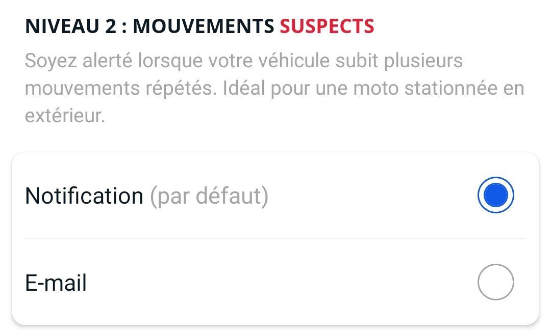 Réglage de l'alerte de niveau 2 : Mouvements suspects