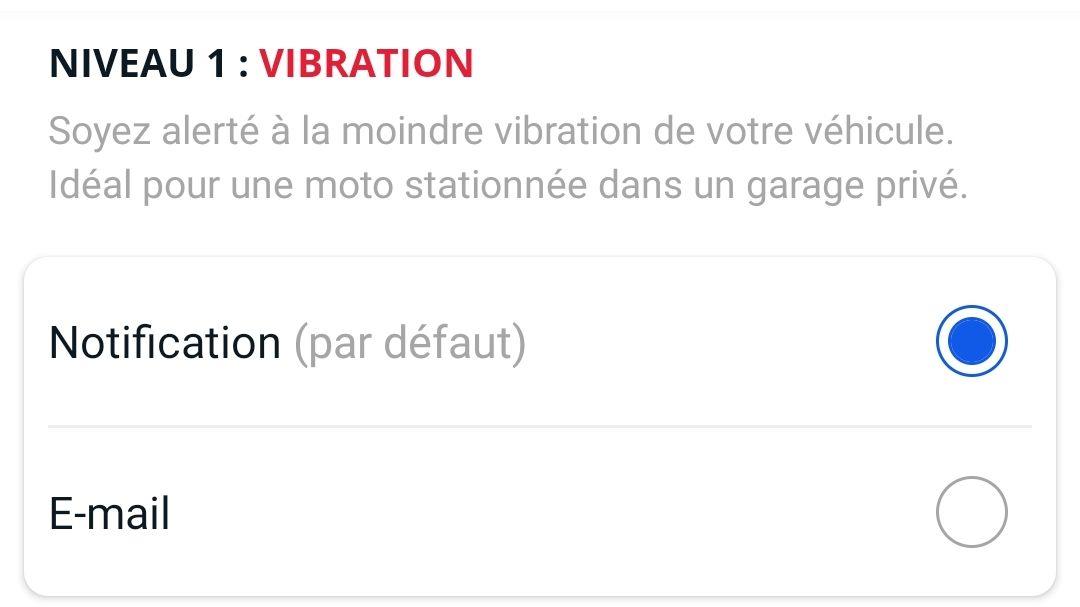 Réglage de l'alerte de niveau 1 : Vibration