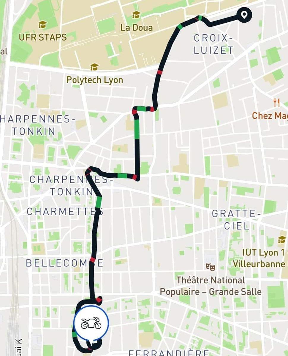 Trajet effectué par les voleurs 